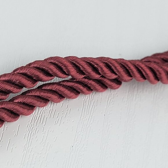 Dark Red Maroon Acrylic Bead Rope Cord Statement Necklace 35" Gold-Tone - Picture 4 of 12